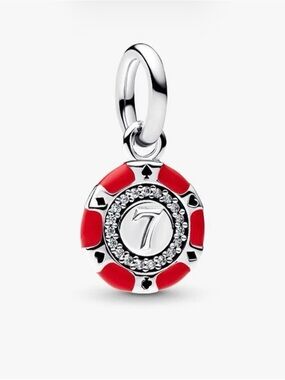 Pandora Red and Silver Lucky 7 Poker Chip Charm